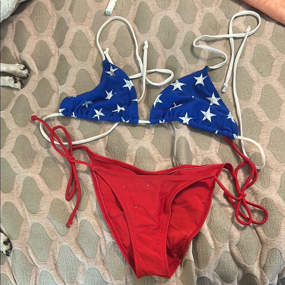 Blue and Red Star Bikini Set